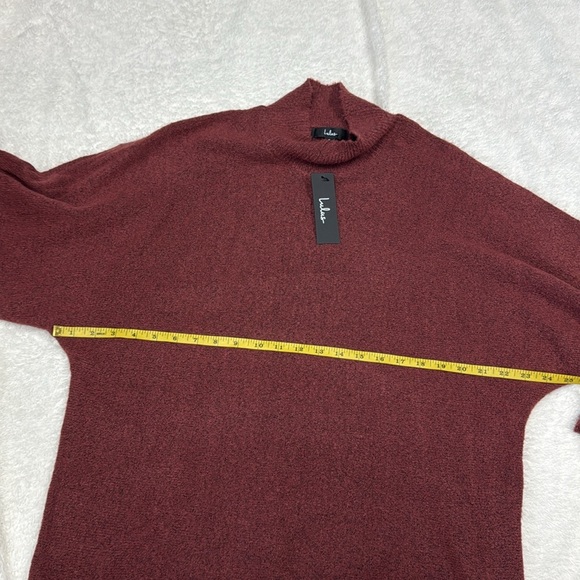 Lulu's Deep Red Turtleneck fall oversized Sweater - Picture 4 of 8